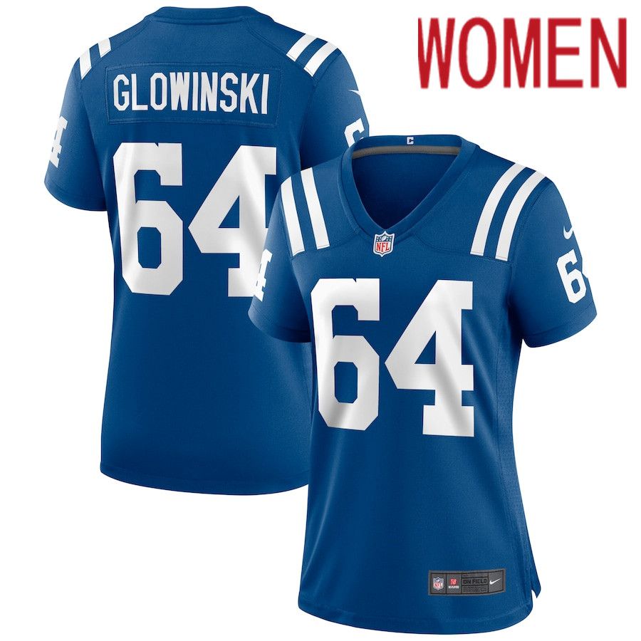 Women Indianapolis Colts 64 Mark Glowinski Nike Royal Game NFL Jersey